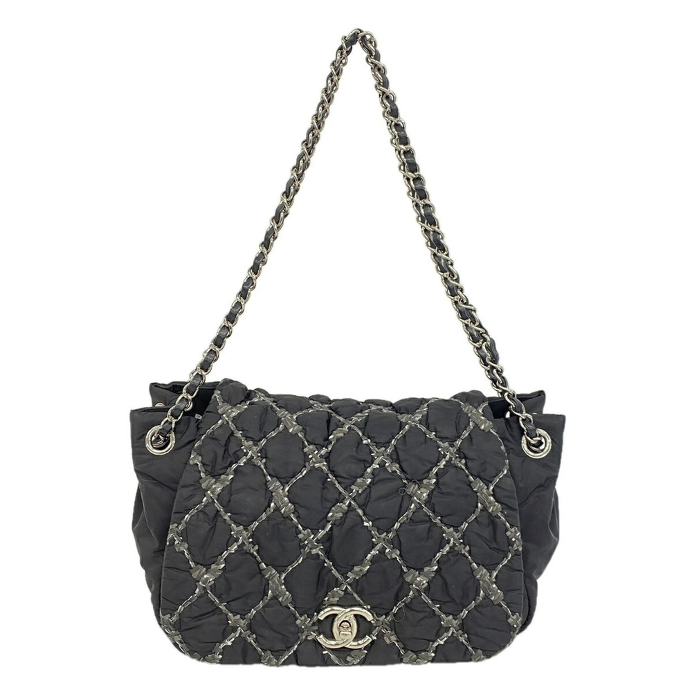 Chanel Shoulder Bag, Double Chain, Paris Byzantium, Nylon, Black, Women's